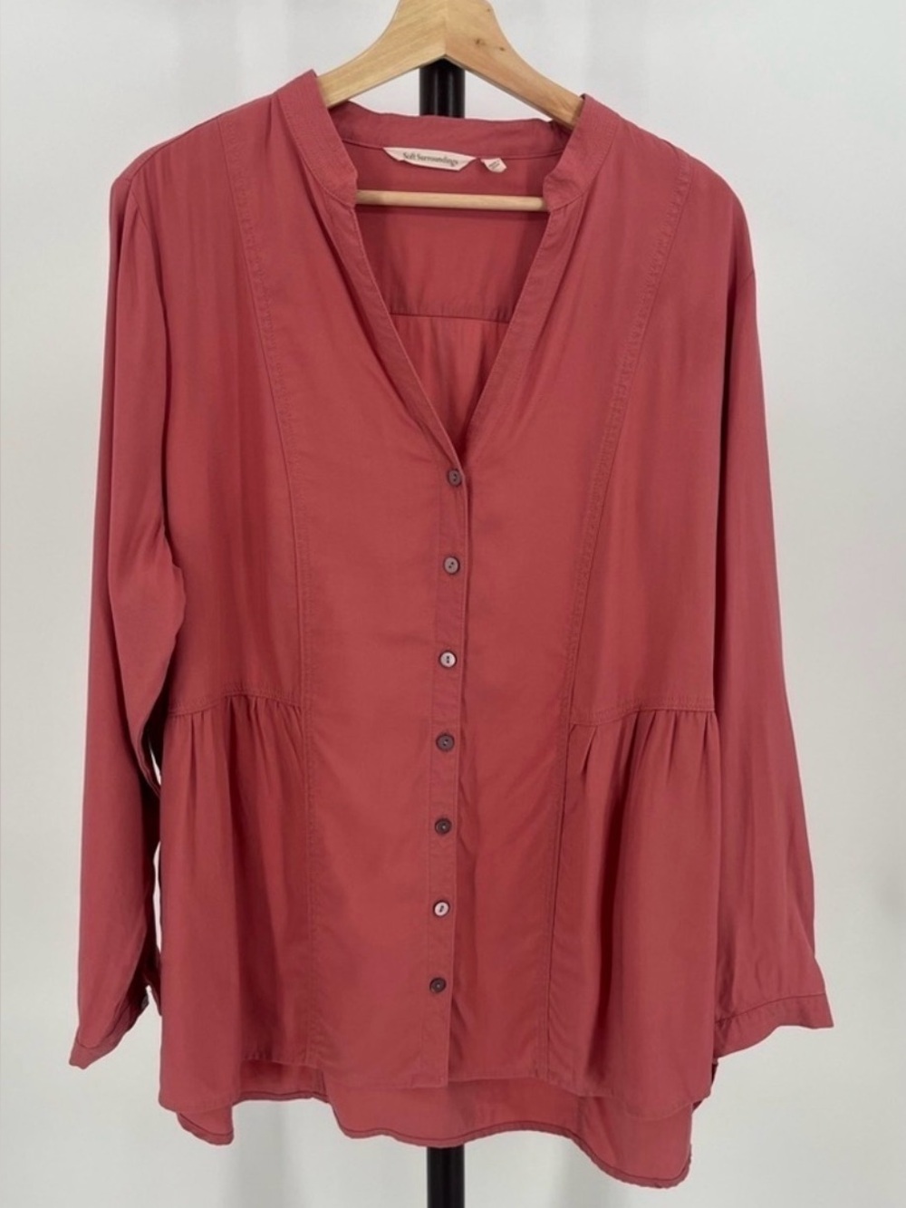 Soft Surroundings Coral  Button Front Tunic Blouse - Size 1X